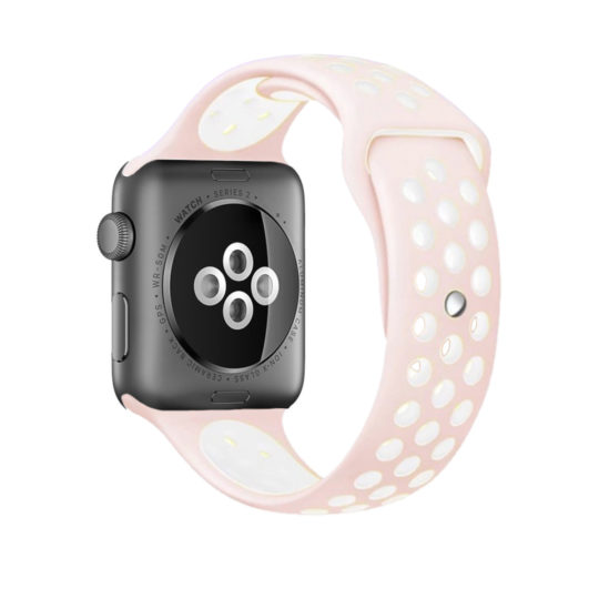 Sport Band Active Apple Watch Pink Sand/White Colour Back View