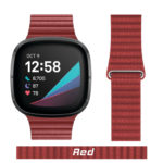 Red Leather Microfiber Link for Fitbit VERSA Watch