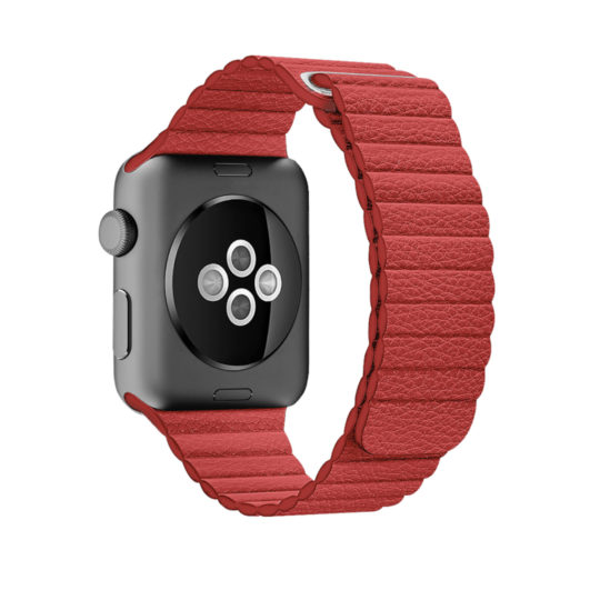 Leather Link Apple Watch Strap Red Colour Back View