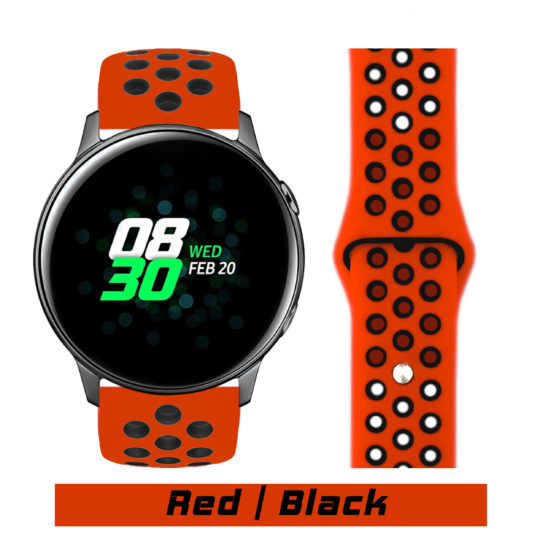 Sport Active Samsung Galaxy Watch Strap Red/Black Colour Face View