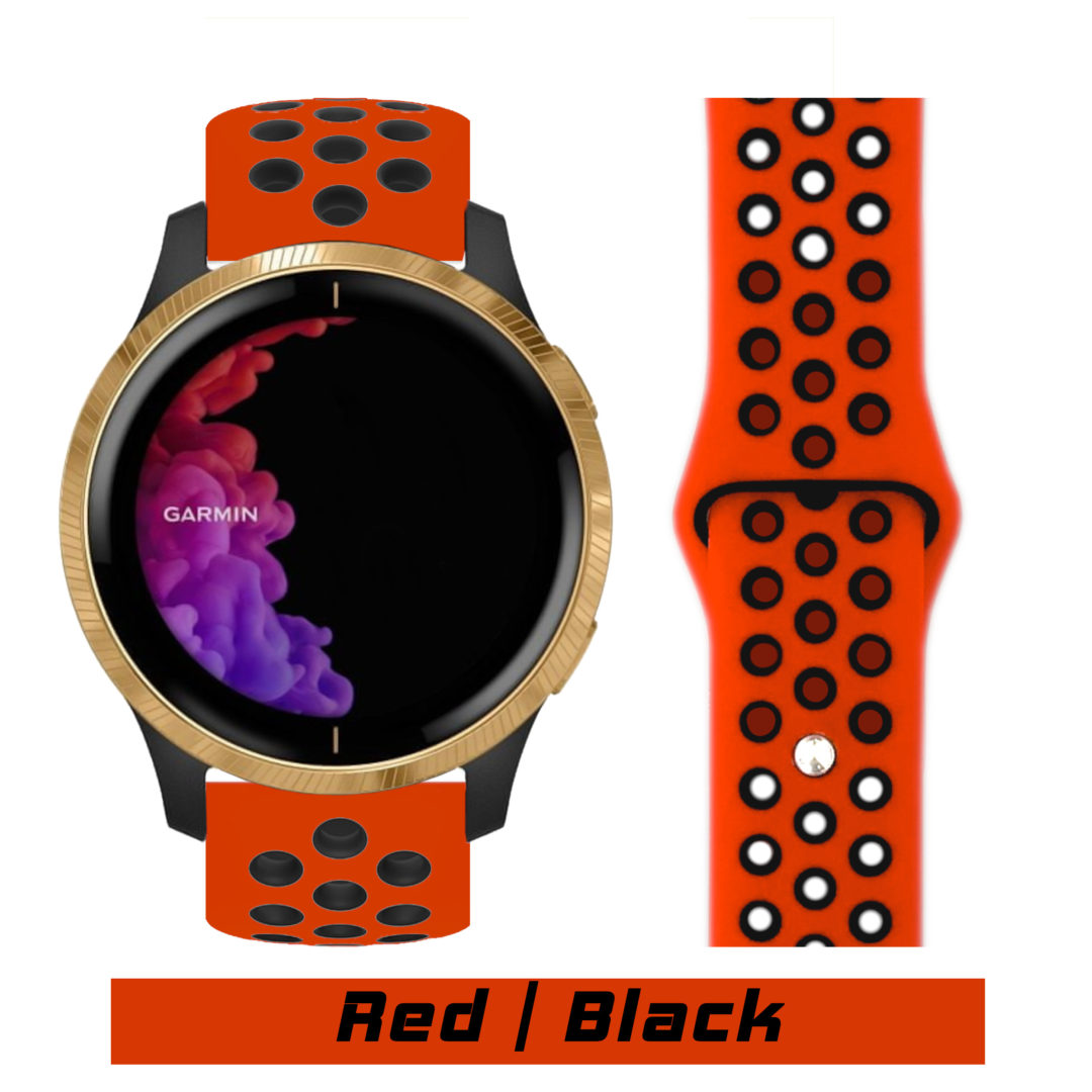 Sport Active Garmin Watch Strap Red/Black Colour Face View