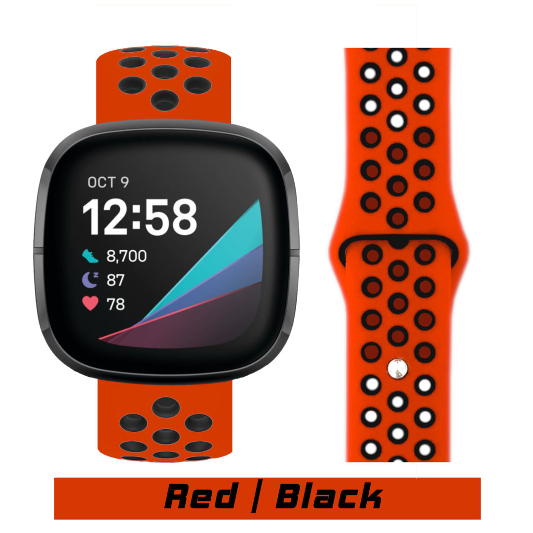 Sport Active Fitbit Watch Strap Red/Black Colour Face View