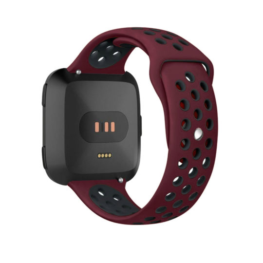 Sport Active Fitbit Watch Strap Wine Red/Black Colour Back View