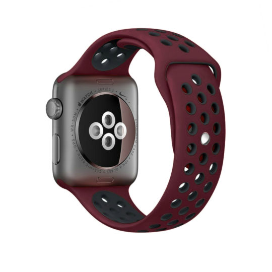 Sport Band Active Apple Watch Wine Red/Black Colour Back View