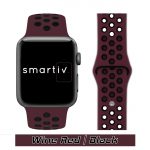 Wine Red/Black Sports Silicone Band for Apple Watch