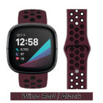 Red Wine/Black Silicone Pin Band for Fitbit VERSA Watch