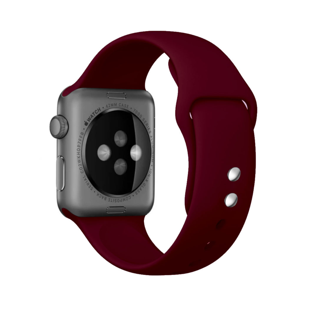 Sport Band Double Buckle Apple Watch Strap Wine Red Colour Back View