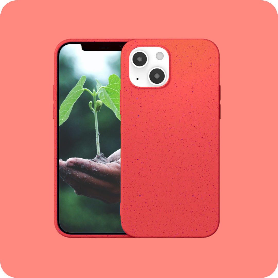 Case Biodegradable for iPhone 13 Mini Pro Max Red Colour Face View