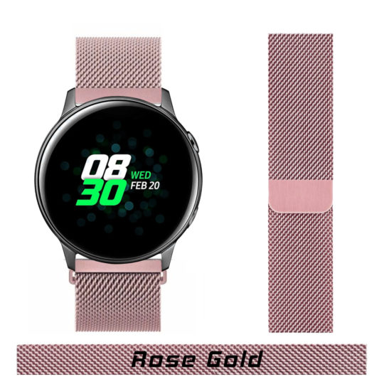 Milanese Loop Samsung Galaxy Watch Strap Rose Gold Colour Face View