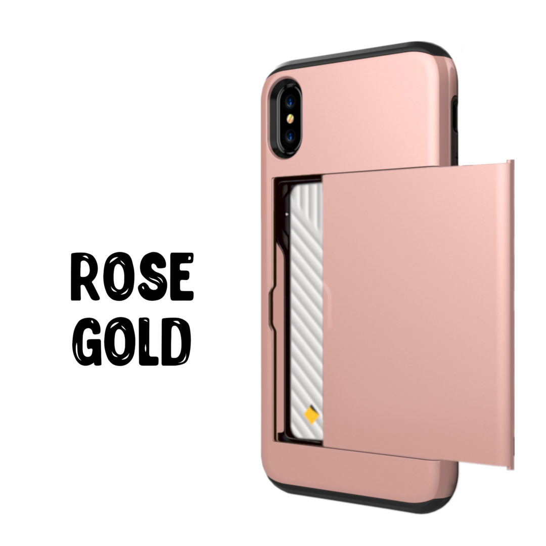 Case Wallet for iPhone X Xs Xs Max XR Rose Gold Colour Back View