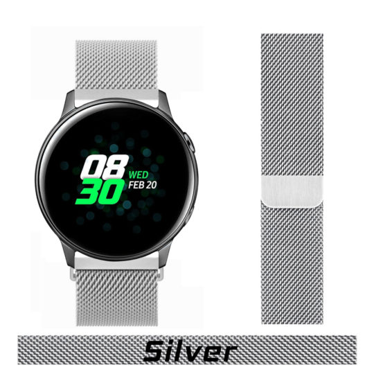 Milanese Loop Samsung Galaxy Watch Strap Silver Colour Face View