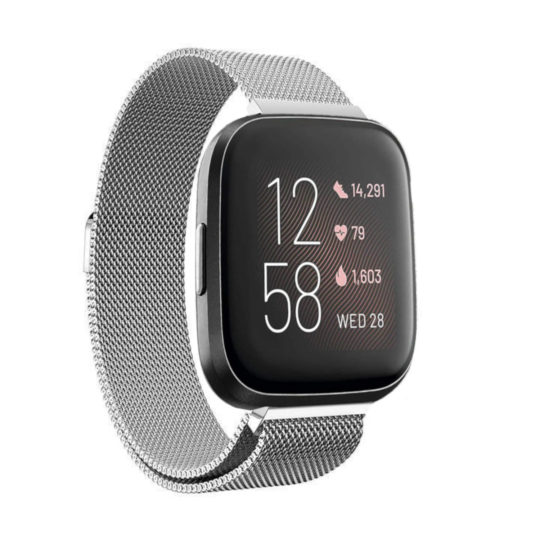 Milanese Loop Fitbit Watch Strap Silver Colour Back View