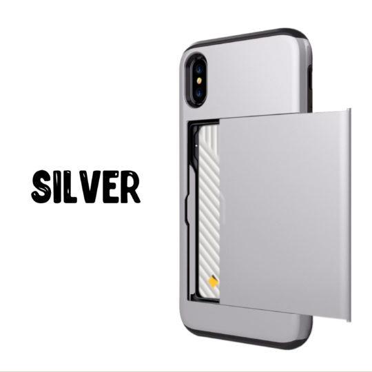 Case Wallet for iPhone X Xs Xs Max XR Silver Colour Back View