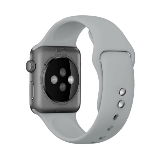 Sport Band Double Buckle Apple Watch Strap Silvery Grey Colour Back View
