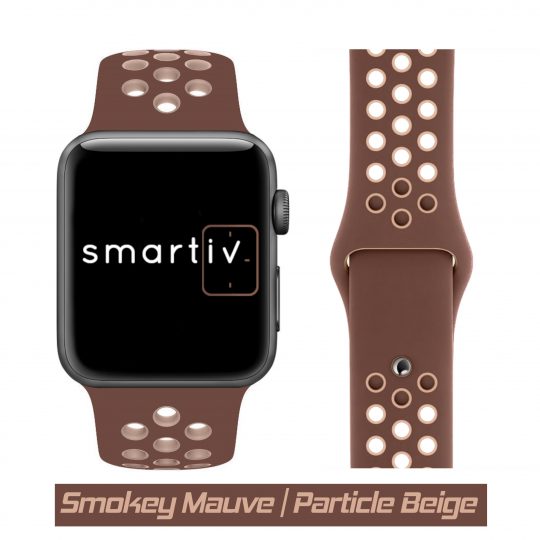 Sport Band Active Apple Watch Smokey Mauve/Particle Beige Colour Face View