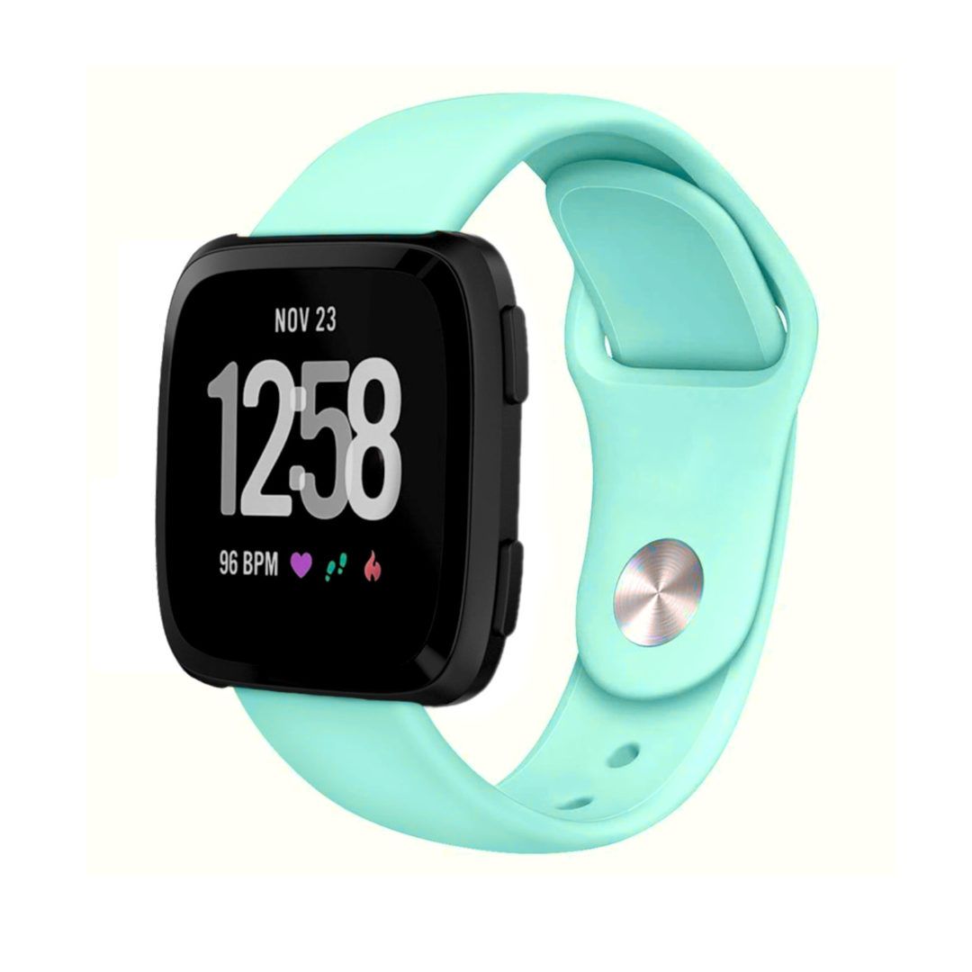 Silicone Pin Fitbit Watch Strap Turquoise Colour Back View