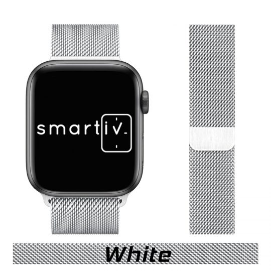 Milanese Loop Apple Watch Band White Colour Face View