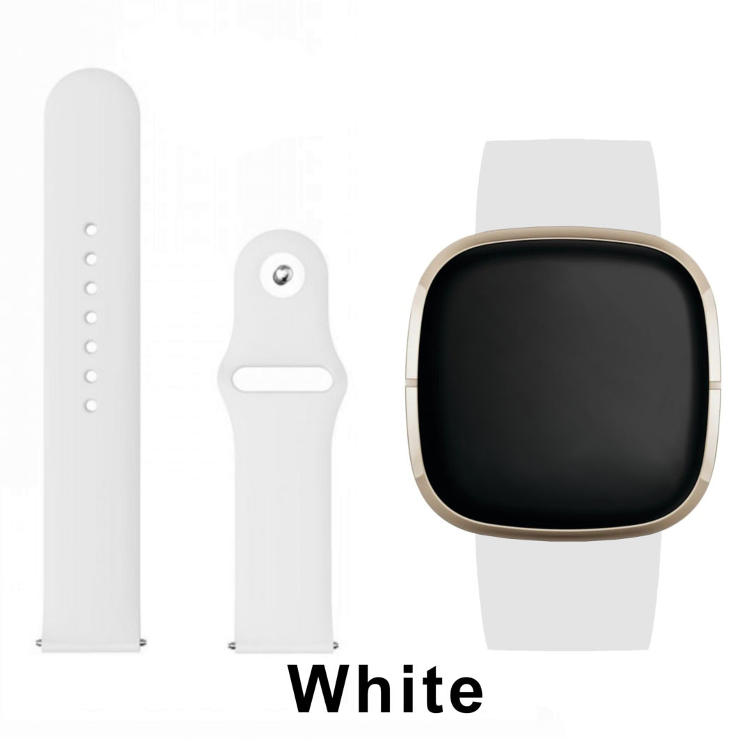 Silicone Pin Fitbit Watch Strap White Colour Face View