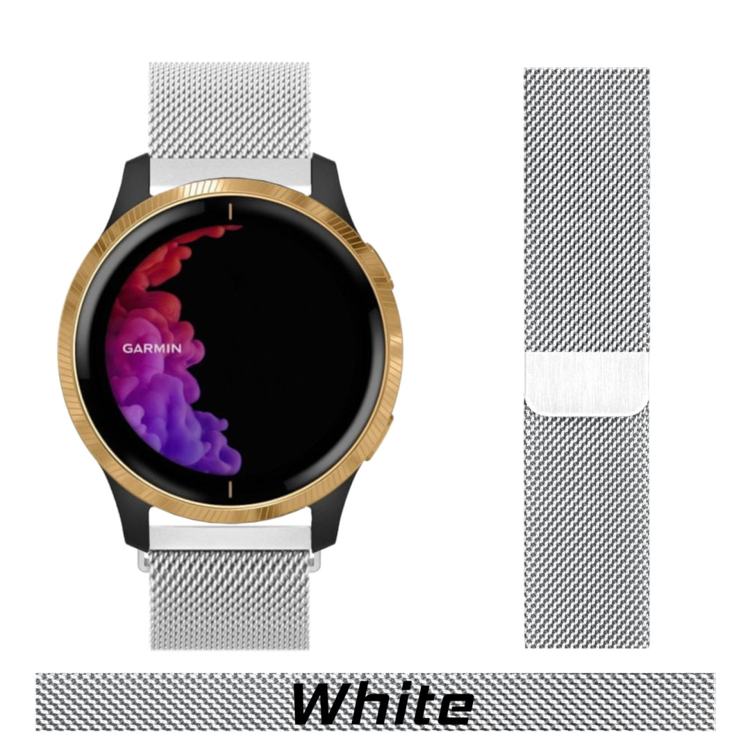 Milanese Loop Garmin Watch Strap White Colour Face View