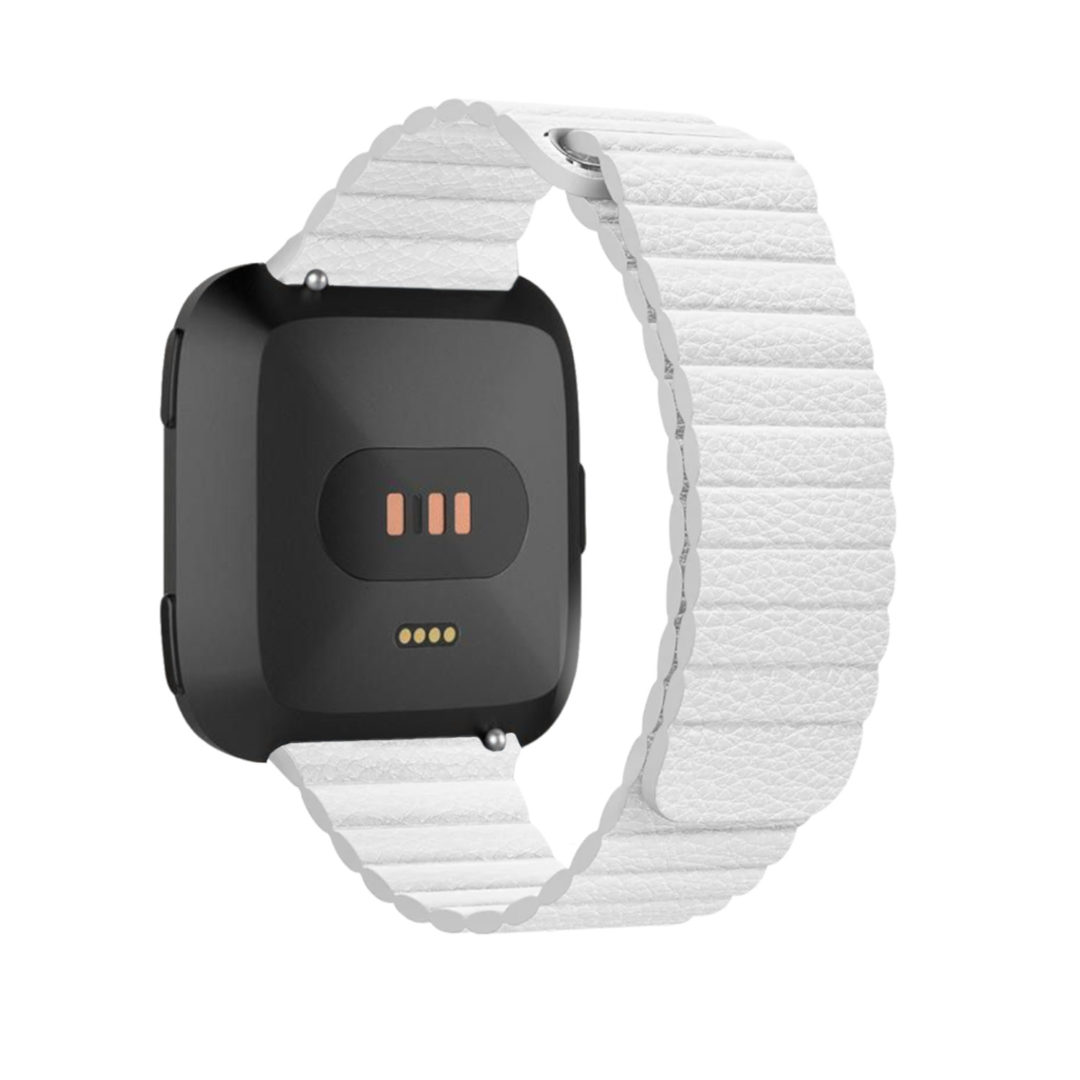 Leather Link Fitbit Watch Strap White Colour Back View