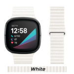 White Leather Microfiber Link for Fitbit VERSA Watch
