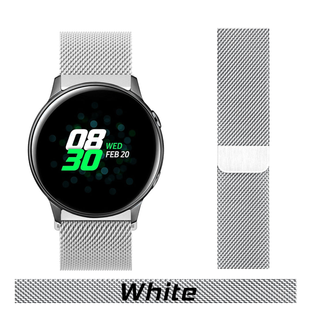 Milanese Loop Samsung Galaxy Watch Strap White Colour Face View