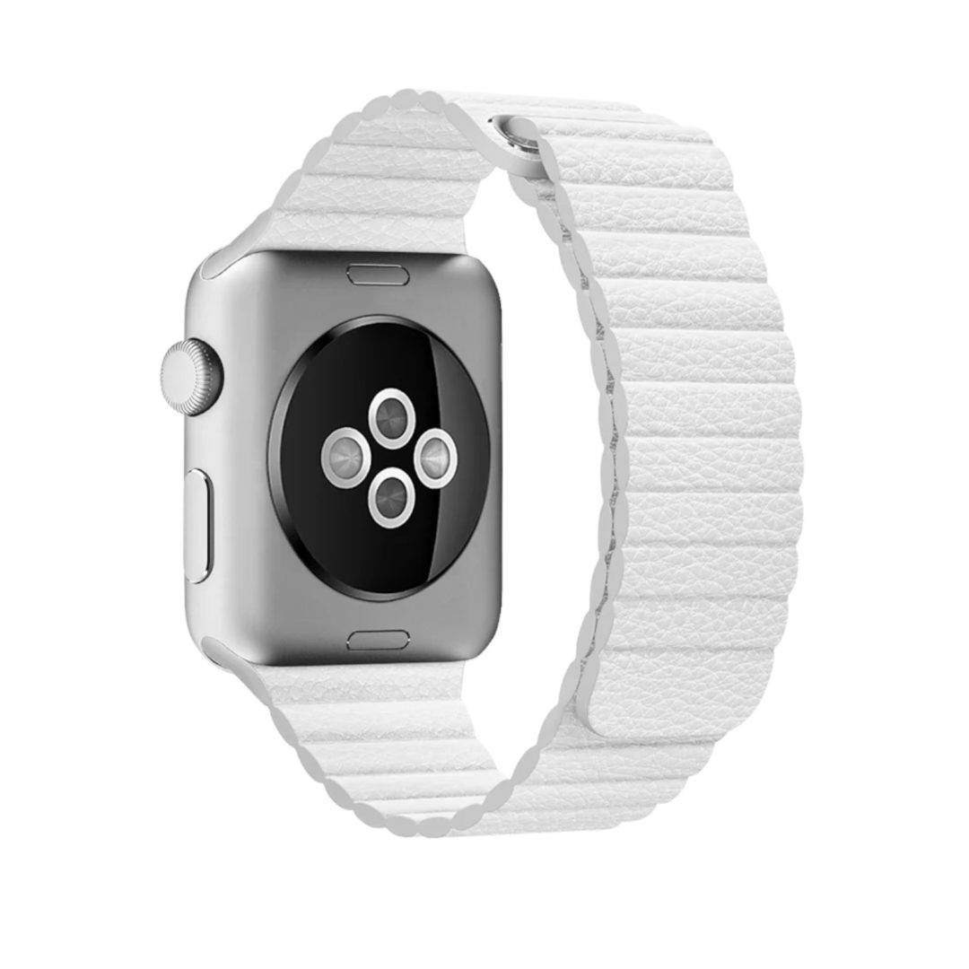 Leather Link Apple Watch Strap White Colour Back View