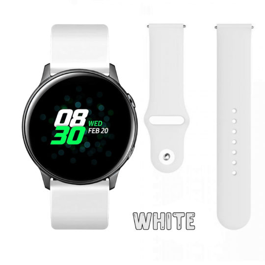 Silicone Pin Samsung Galaxy Watch Strap White Colour Face View
