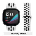 White/Black Silicone Pin Band for Fitbit VERSA Watch