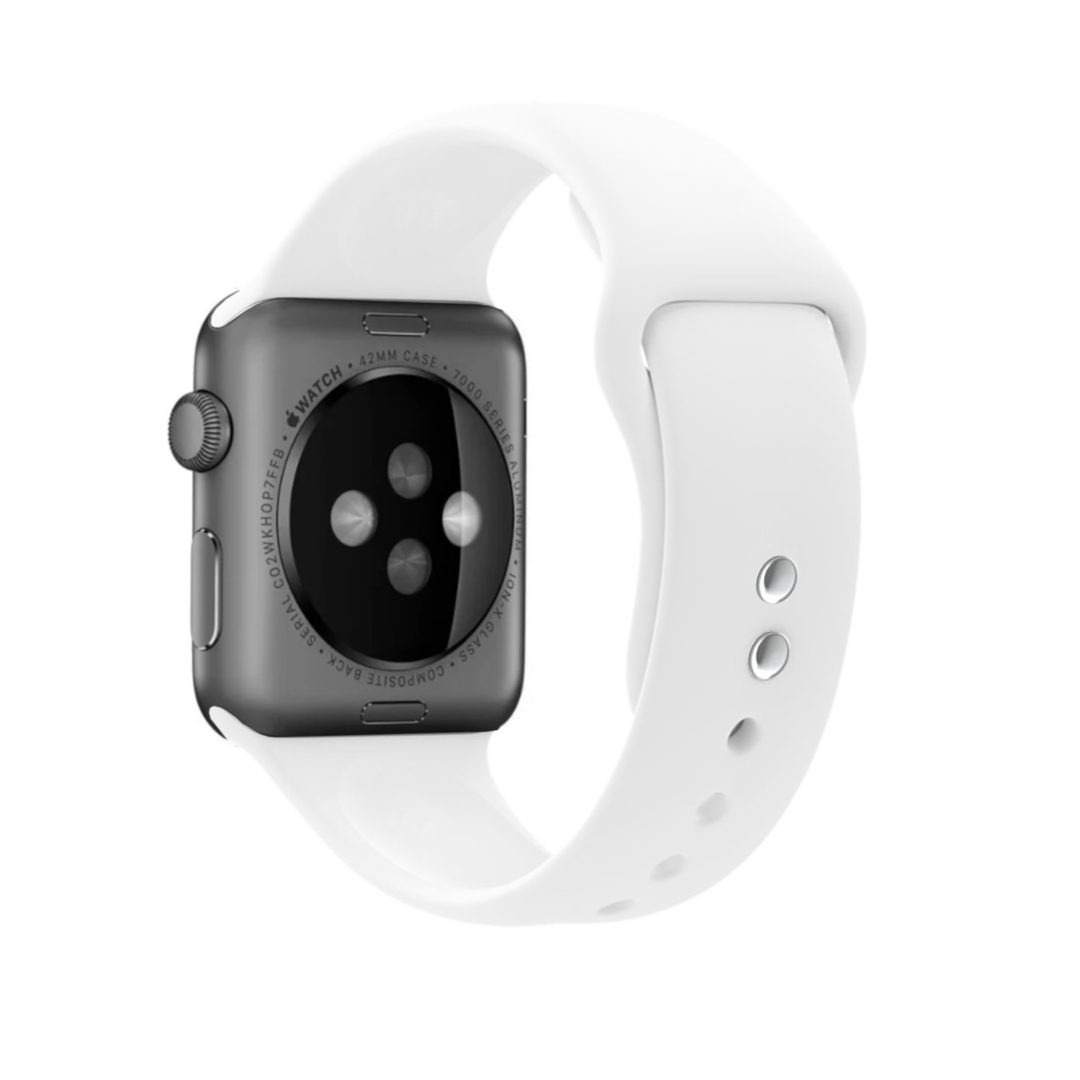 Sport Band Double Buckle Apple Watch Strap White Colour Back View