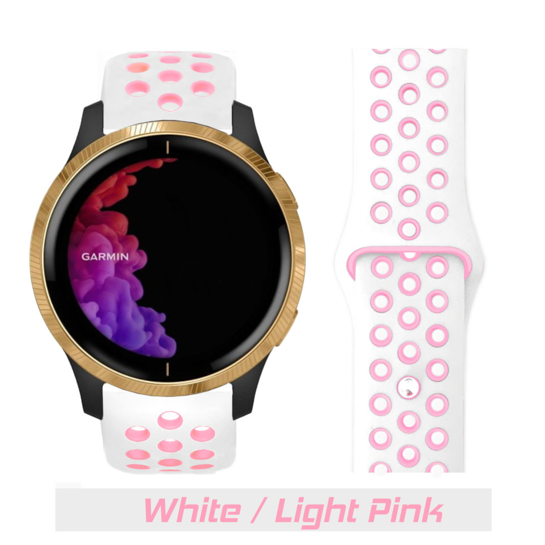 Sport Active Garmin Watch Strap White/Light Pink Colour Face View