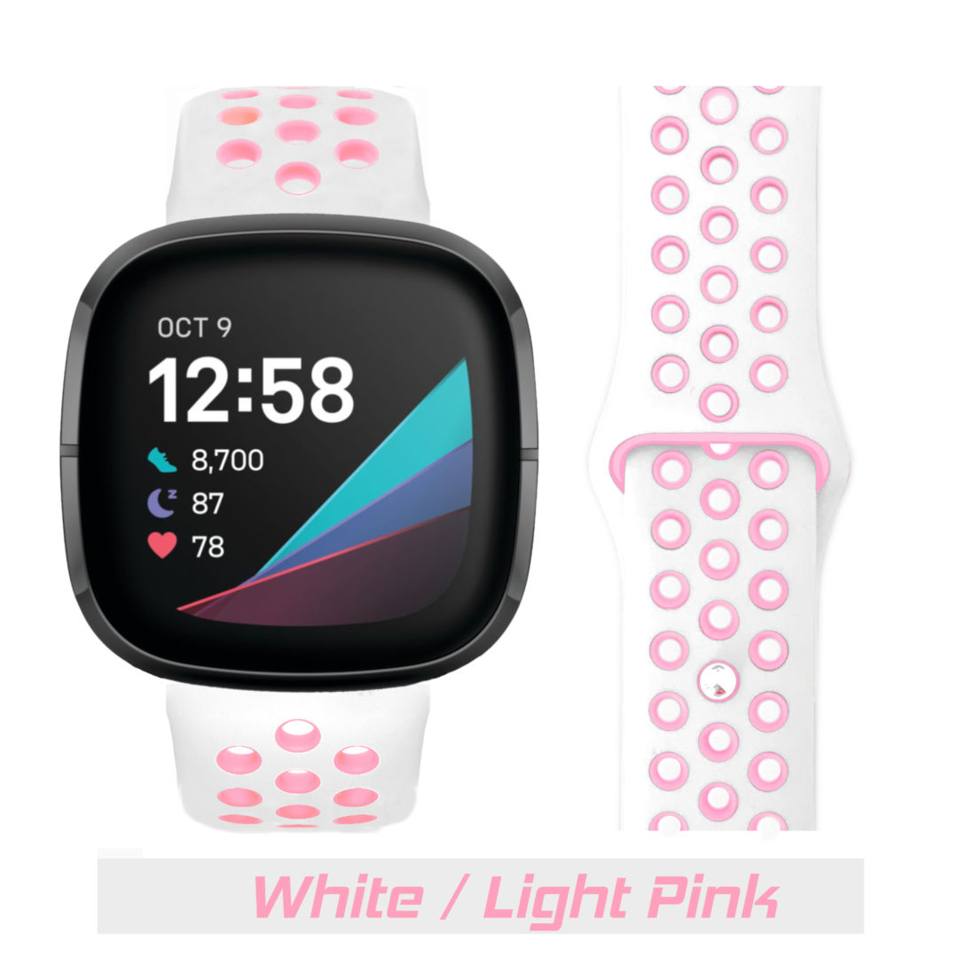 Sport Active Fitbit Watch Strap White/Light Pink Colour Face View