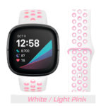 White/Light Pink Silicone Pin Band for Fitbit VERSA Watch