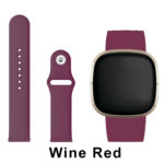 Wine Red Silicone Pin Band for Fitbit VERSA Watch