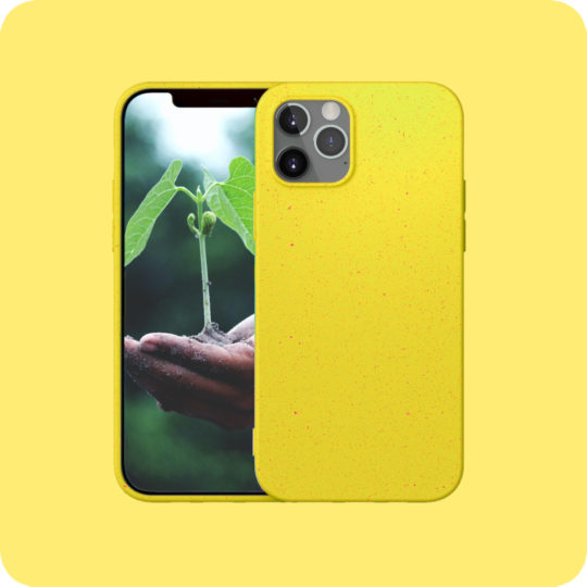 Case Biodegradable for iPhone 12 Mini Pro Max Yellow Colour Face View