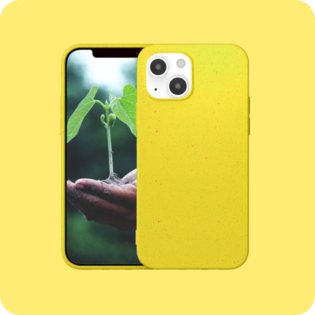 Case Biodegradable for iPhone 13 Mini Pro Max Yellow Colour Face View